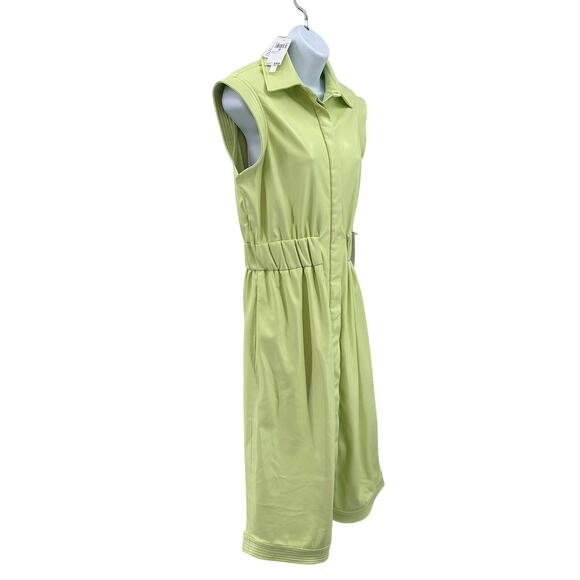 House of Harlow 1960 Shirt Dress Vegan Leather WMNS S Lime Green Utility Midi - Picture 3 of 9
